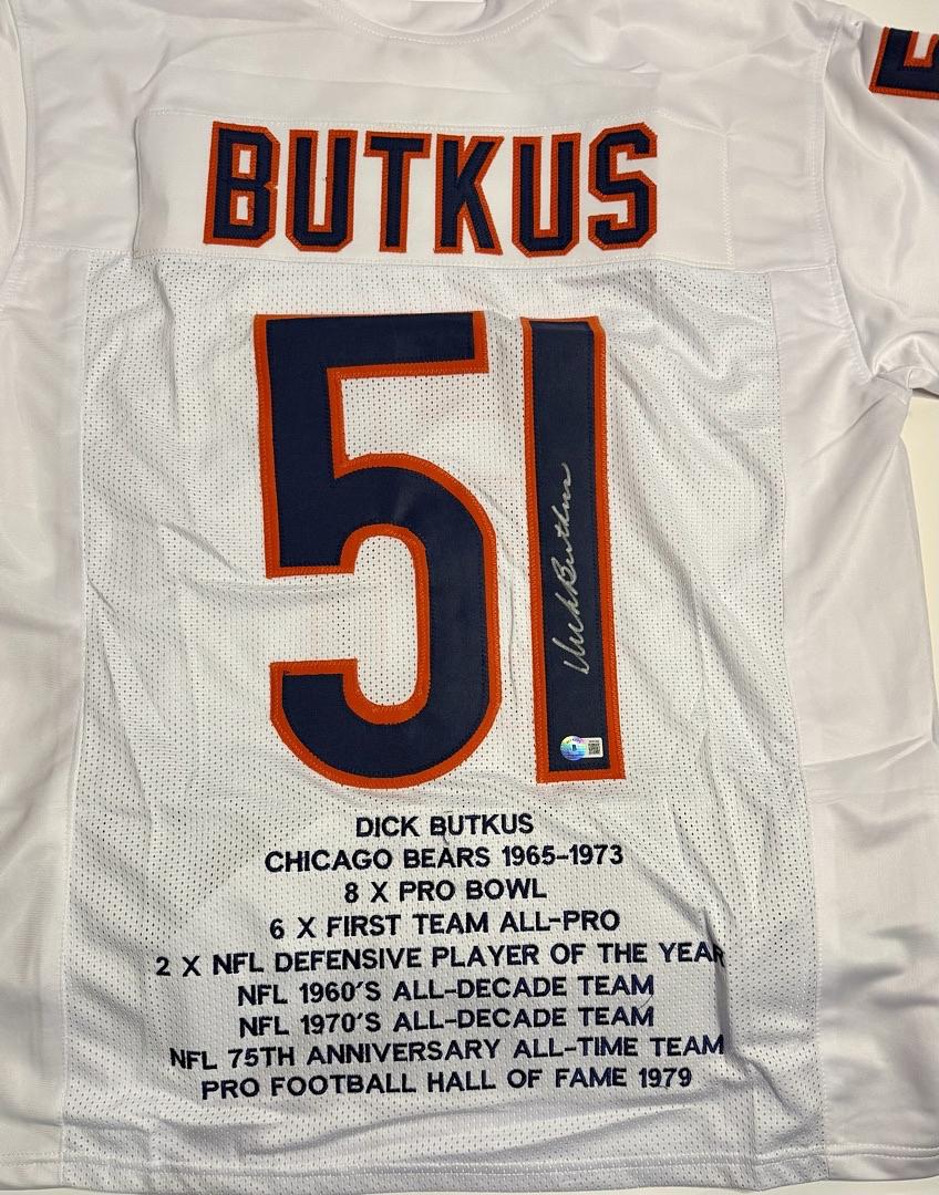 Dick Butkus (Bears) Signed career statistics jersey - Beckett COA